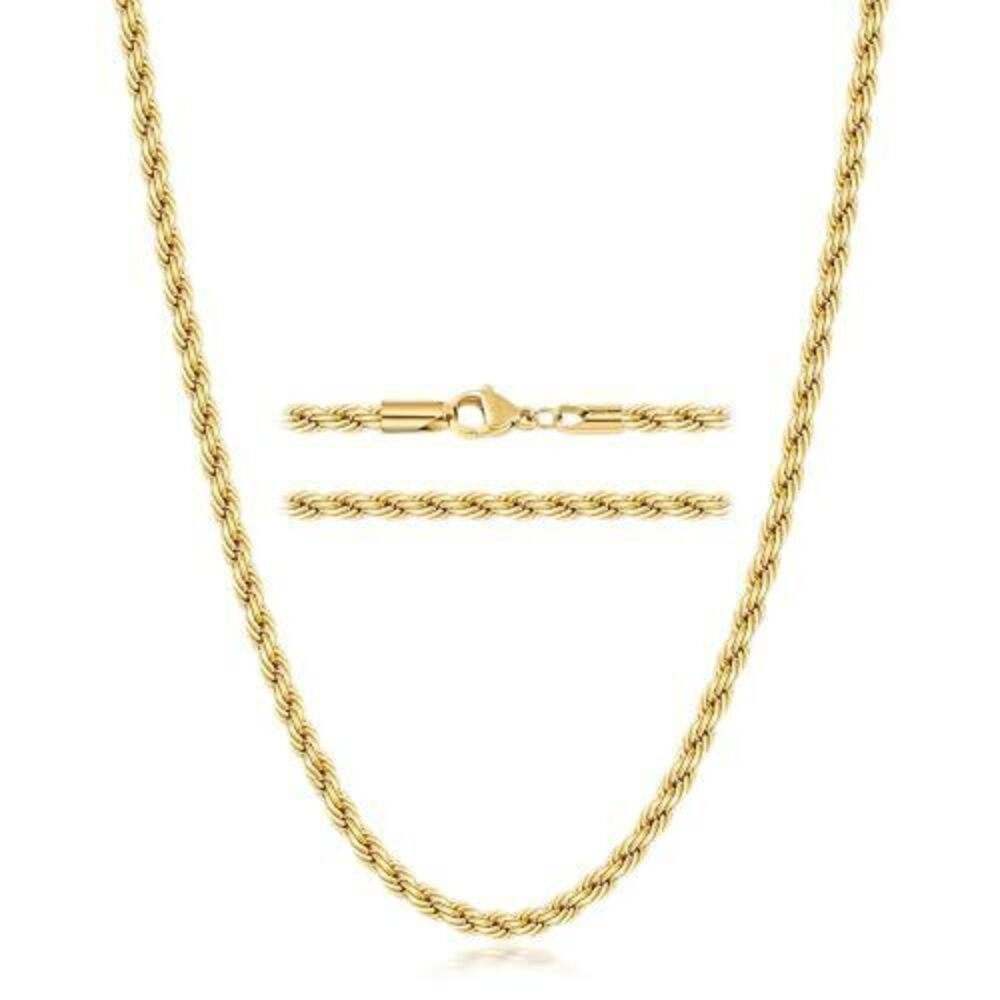5340 18K Gold Plated Rope Chain Necklace , 3.2mm 18K Gold Plated Chain